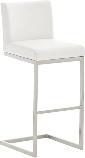 DELUKE Barhocker COBAS in Weiß aus Kunstleder mit Lehne und Edelstahl-Gestell, B/T/H: 42 x 48 x 104 cm - Bild 1