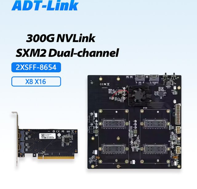 Nvidia Backplane für V100 SXM2 GPU-Karte mit 300G NVLink Dual-Card-Verbindung in Schwarz, Modell Aom-sxmv vereinfachte Version - Bild 1
