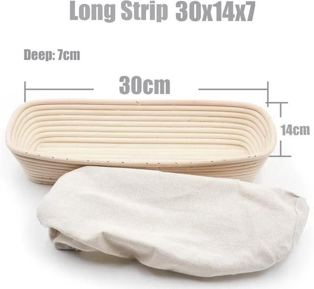 Hejun Gärkorb Banneton aus Weide und Rattan in Beige, oval, B/T/H: 30 x 14 x 7 cm - Bild 1