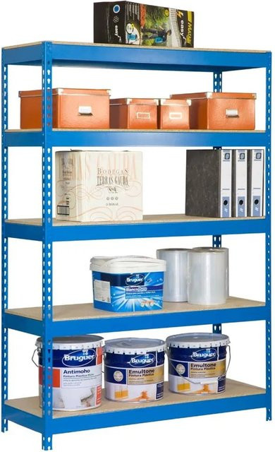 PROREGAL Schwerlastregal Wood Yeti Light Five in Blau mit verstellbaren Fachböden, H x B x T: 200 x 120 x 60 cm - Bild 1