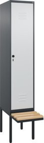 C+P Spind Classic PLUS Garderobenschrank mit Sitzbank, 1 Abteil, B/T/H: 212 x 40 x 81,5 cm, anthrazitgrau/lichtgrau/schwarzgrau/grey, mit 4 Garderobenhaken und Sicherheits-Drehriegel - Bild 1