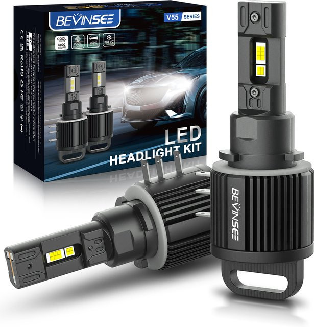 BEVINSEE H15 LED CANBUS Scheinwerferlampen 110W 11000LM Fernlicht und DRL Tagfahrlicht in Schwarz für Audi A3 A3 Quattro A6 A6 Quattro Q7 A5 - Bild 1