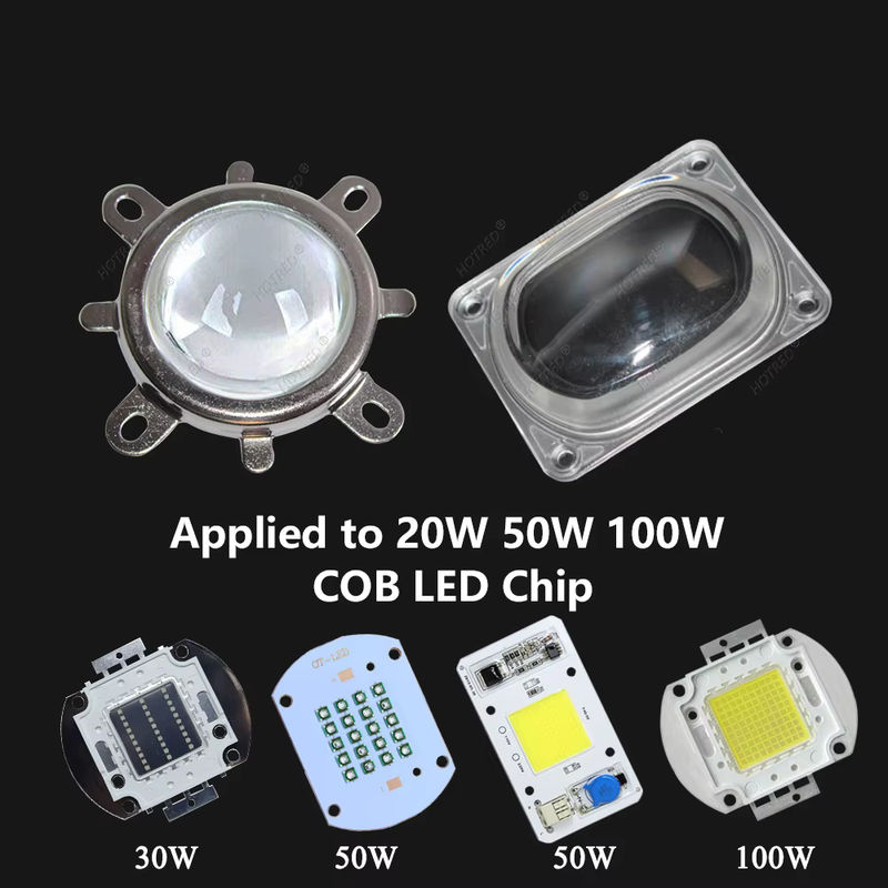 LED Objektiv Reflektor für COB Chips mit optischem Glas und PC-Abdeckung, 220V, Durchmesser: 44 mm, für 20W 30W 50W 100W, silberfarben - Bild 5