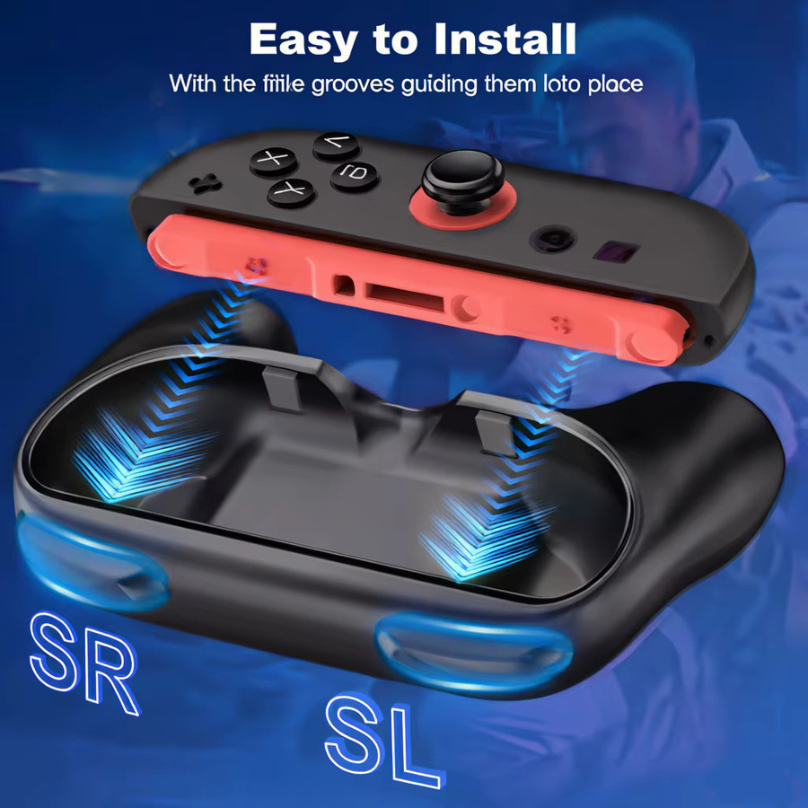 2er-Set Komfort-Griffe für Nintendo Switch Konsole, Handgriff Links und Rechts Halterung für Controller und Gamepad, Schwarz - Bild 2