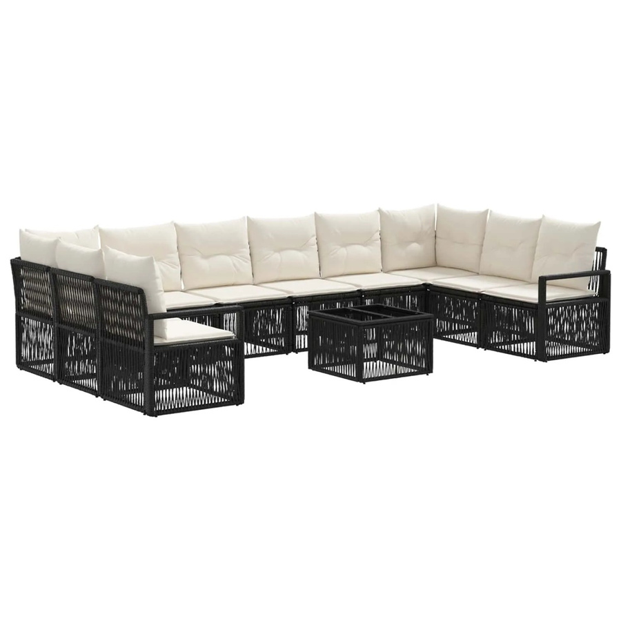 vidaXL Gartensofa-Set 11-tlg. in Schwarz aus Poly-Rattan mit Polsterung und Metallgestell für Garten und Terrasse - Bild 2