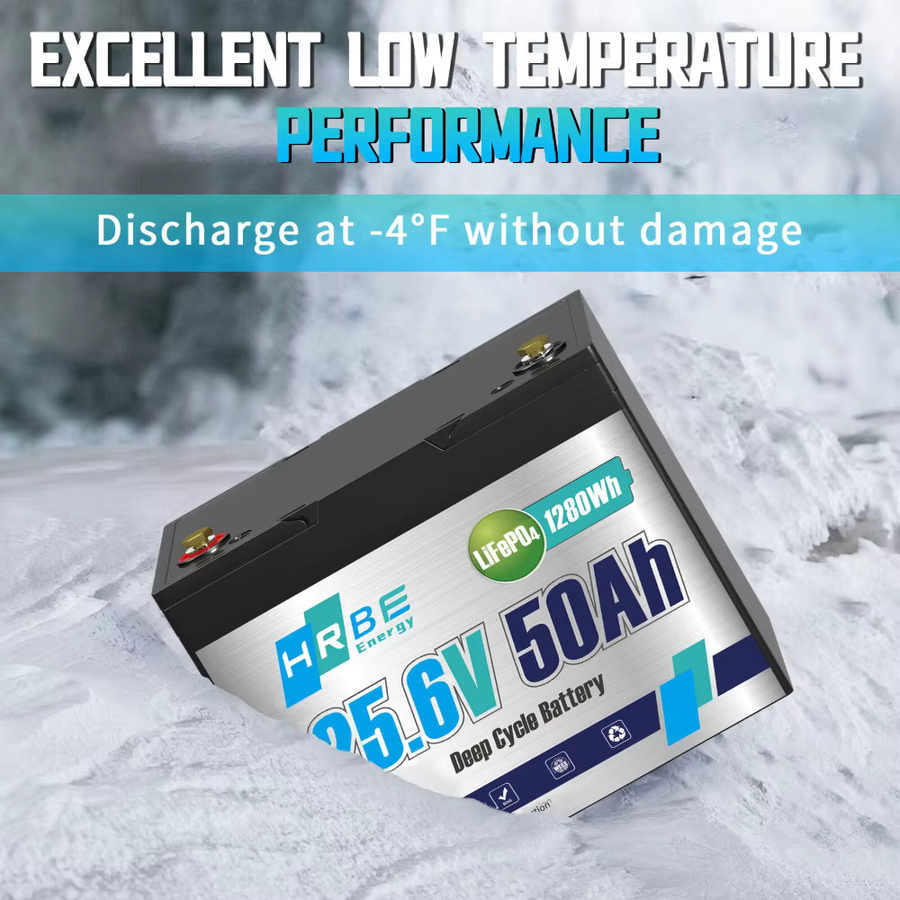 HRBEEnergy 24V 50Ah LiFePO4 Deep Cycle Lithiumbatterie mit 50A BMS in Schwarz - Bild 4