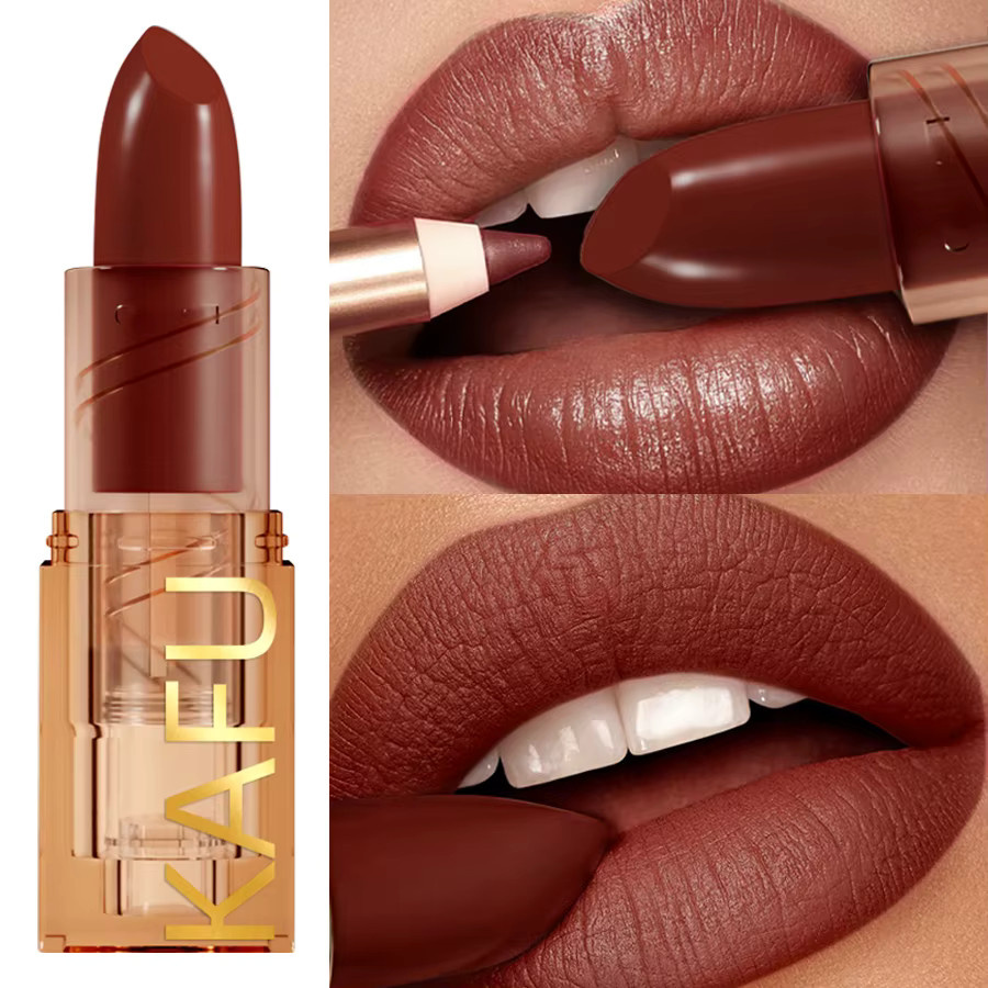 KAFURUX Lippenstift, Nude Braun Rot, Matt - Bild 2