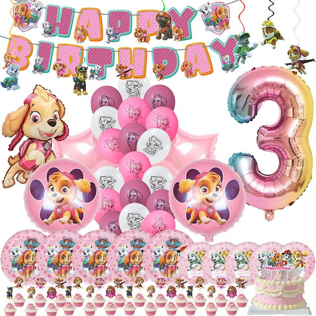 PAW Patrol Skye Geburtstag Party Dekoration Rosa Aluminium Folie Ballons für Kinder Events - Bild 1