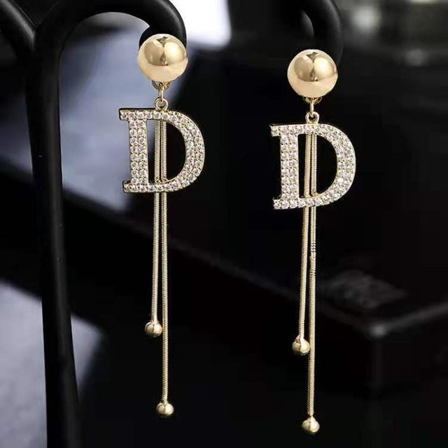 Wucifang Jewelry Ohrringe mit D-Buchstabenanhänger, Kristalle, Damen, gray - Bild 1