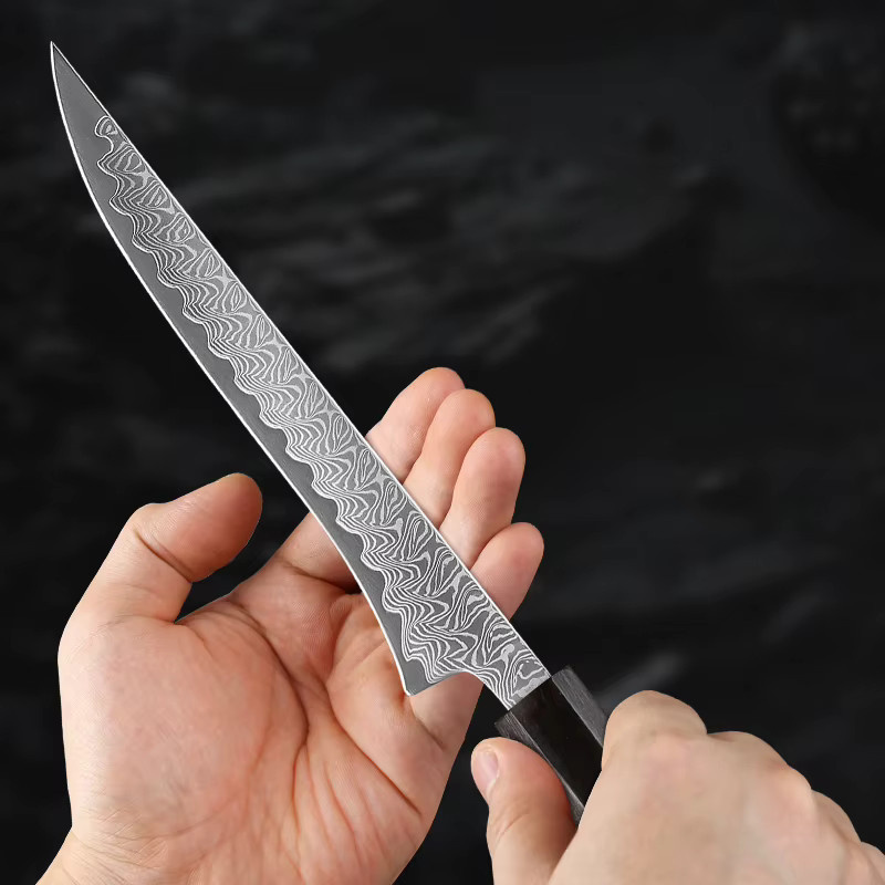 Baovim Ausbeinmesser aus Damaszener Stahl mit Rosenholzgriff, 5,5 Zoll, Braun - Bild 3