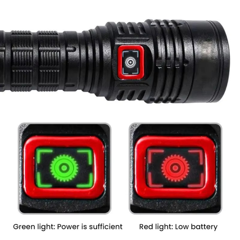 Tragbare Aluminium-Taschenlampe mit großer Reichweite und Typ-C-Aufladung in Schwarz für Outdoor, Camping und Wandern - Bild 3