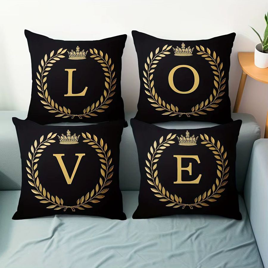 VIKAMA Kissenbezug mit 26 Buchstaben und Kronen-Design für Sofa und Wohnzimmer - Bild 3