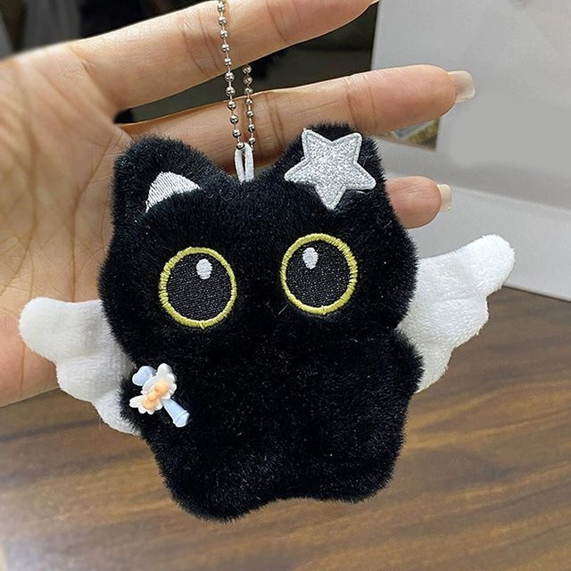 Linyi toy Rucksackanhänger, schwarzer Plüsch-Katze, Damen - Bild 1