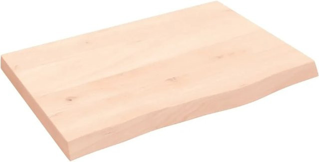 vidaXL Tischplatte aus Massivholz Eiche Unbehandelt, Farbe Beige/Braun, B: 60 cm, T: 40 cm, H: 2-4 cm - Bild 1