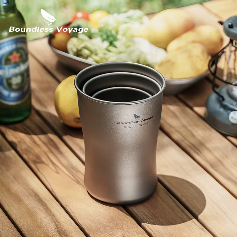Boundless Voyage Titan-Bier-Reisebecher in Silber, ultraleichter Einwandbecher für Kaffee und Tee bei Outdoor, Camping und Picknick - Bild 2