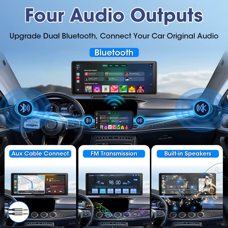 Jansite Multimedia Auto Spiegel Radio mit 10,26 Zoll IPS Bildschirm, Wireless Carplay, Android Auto und Bluetooth in Schwarz - Bild 3