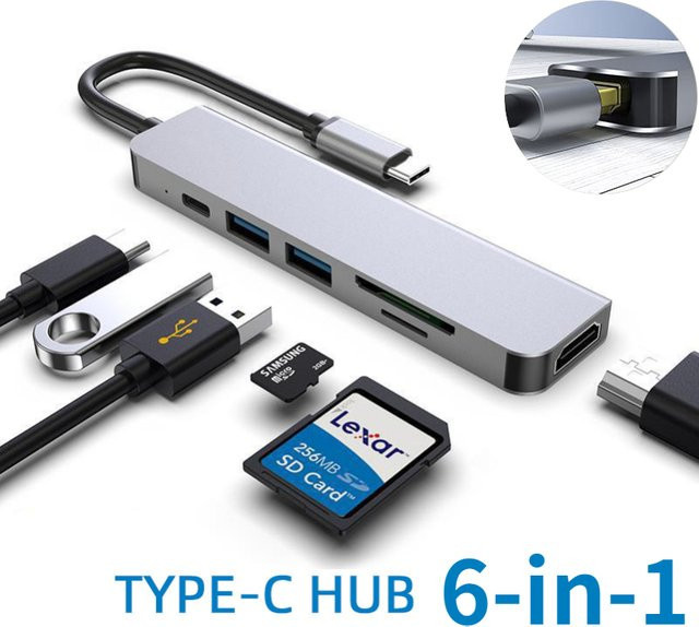 DIXSG USB-C Hub mit HDMI 4K, SD/TF-Kartenslot und PD 87W Schnellladung, USB 3.0 Dockingstation für MacBook und Computer - Bild 1
