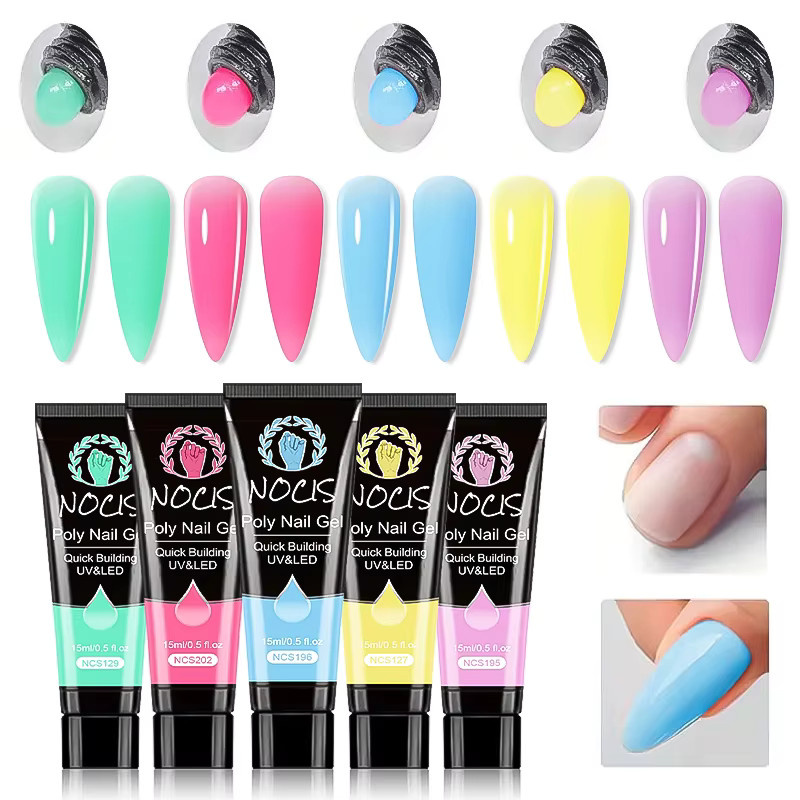 NOCIS Poly Nagelgel-Set, 5 Farben, Aufbaugel, Glänzend - Bild 2
