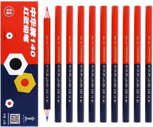 10er Set Hexagon Marker Bleistifte in Blau und Rot für Schule und Büro - Bild 1