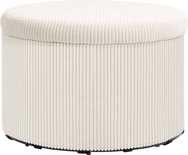 HOMCOM Sitzhocker mit Stauraum und Deckel in Beige mit Cord-Optik, runder Polsterhocker für Wohnzimmer und Schlafzimmer, B/T/H: 60 x 60 x 41 cm - Bild 1