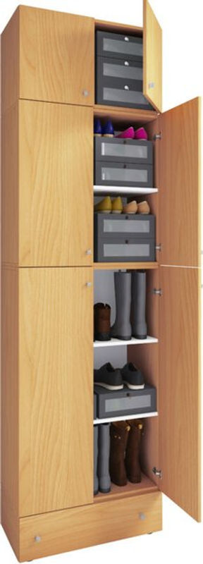 VCM Schuhschrank Lona Allzweckschrank aus Holz in Buche Nachbildung Weiß H x B x T: 240 x 70 x 39 cm - Bild 2
