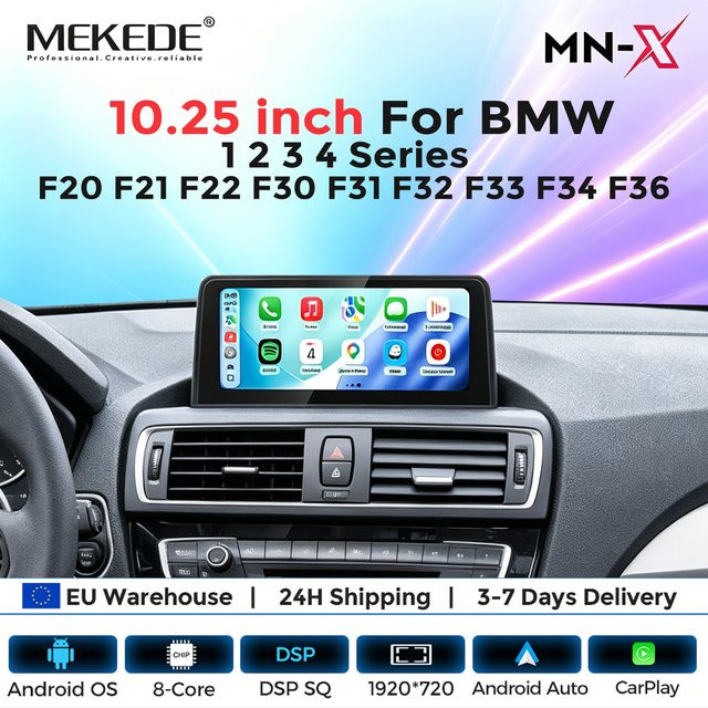 MEKEDE Android 15 Autoradio für BMW 1 2 3 4 Serie (F20 F21 F22 F30 F31 F32 F33 F34 F36) mit 8-Kern Prozessor, GPS-Navigation, Wireless Carplay, Android Auto, 4G LTE, WIFI und Bluetooth in Schwarz - Bild 1