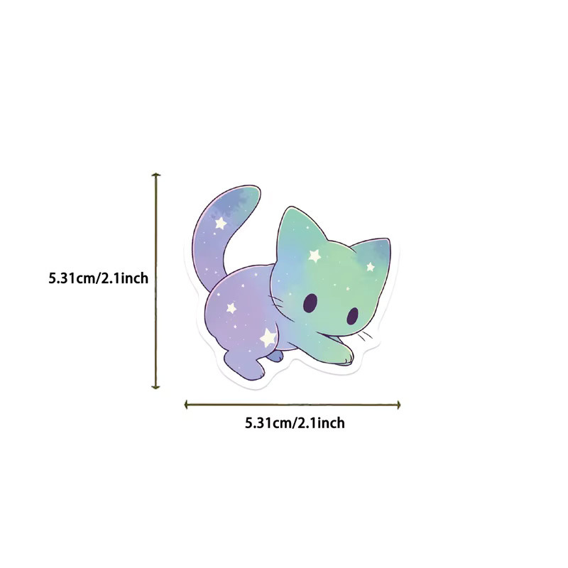 50 Stück PVC-Aufkleber mit Sternenhimmel-Katzen Motiv in Multicolour für Scrapbooking und Schulbedarf - Bild 3