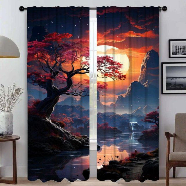 Elegante Tüll-Fenstervorhänge für dein Wohnzimmer und Schlafzimmer, 2 Paneele, Mehrfarbig, B: 50 cm, H: 70 cm - Bild 1