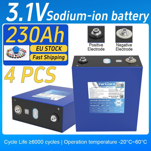 VariCore 3.1V 230Ah Natrium-Ionen-Batterie, 4er-Set, wiederaufladbar, blau - Bild 1