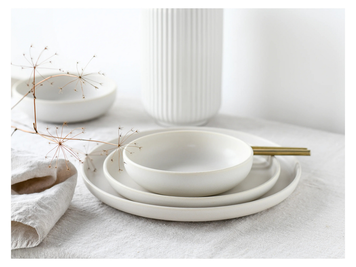 CreaTable Tafelservice Uno Offwhite aus Steinzeug, 12-teiliges Geschirrset in Offwhite - Bild 2