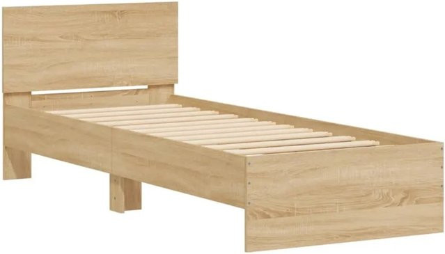 vidaXL Bettgestell mit Kopfteil, LED-Unterbettbeleuchtung und USB-Ladeport, Sonoma-Eiche, B/H: 75 x 80 cm, Länge: 190 cm - Bild 1