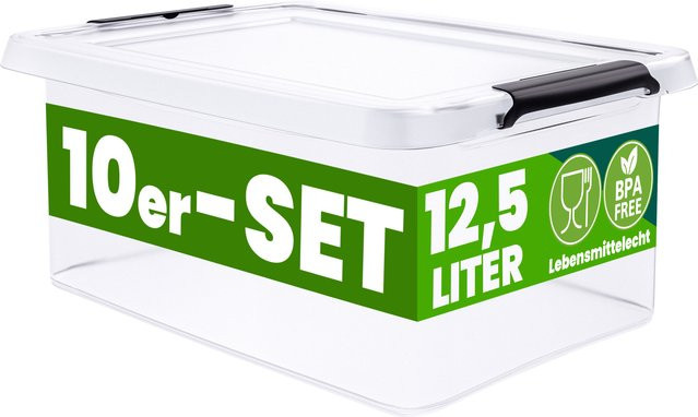 Deuba 10er-Set Aufbewahrungsboxen transparent stapelbar BPA-frei B/T/H: 39 x 29 x 17 cm - Bild 1