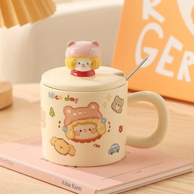 Yiran Furniture Dreidimensionale Avatar-Tasse aus Keramik mit Deckel, Mehrfarbig, 400 ml - Bild 1