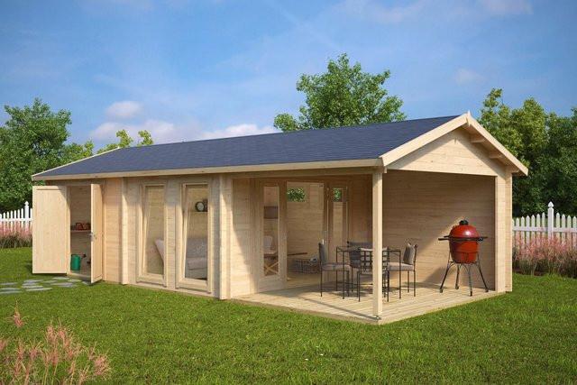 Gartenhaus Robin mit zwei Räumen und Satteldach, B/T/H: 9 x 4 m - Bild 1