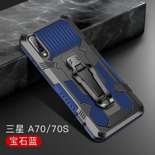 Stoßfeste Rüstungshülle mit Gürtelclip für Samsung Galaxy A70 und A70S (SM-A705FN/DS), Blau, 6.7 Zoll - Bild 1