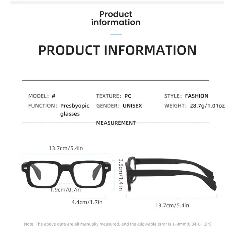 Rechteckige Lesebrille, Vollrand, Kunststoff, Matte Reisnägel - Bild 2