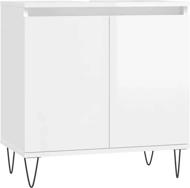 vidaXL Badschrank in Hochglanz Weiß im industriellen Stil, B/T/H: 58 x 33 x 60 cm - Bild 1