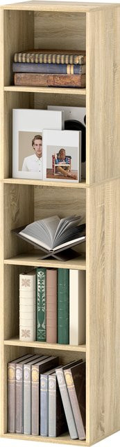 HOMCOM Bücherregal mit 5 Ebenen und verstellbaren Regalen, Aufbewahrungsregal für Wohnzimmer, Schlafzimmer oder Büro, Braun, B/T/H: 30 x 24 x 133,5 cm, Aosom - Bild 1