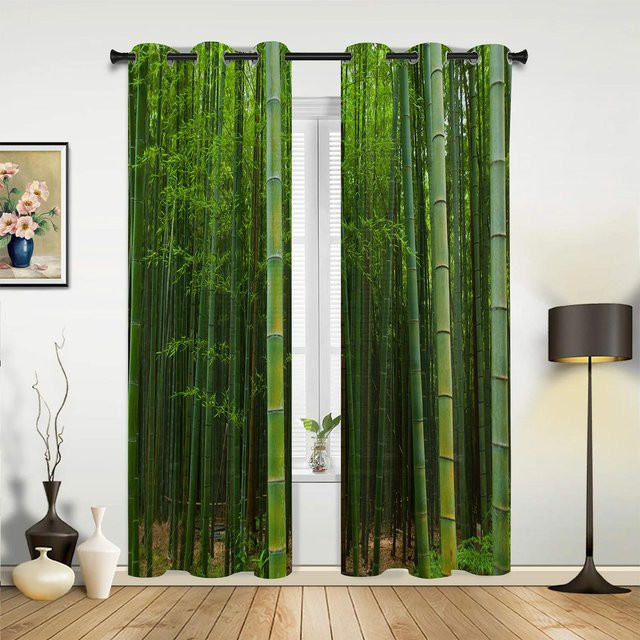 Yiran Furniture Bambus-Vorhang mit Pflanzenmuster in Grün, semi-transparent, Breite: 135 cm, Höhe: 92 cm - Bild 1