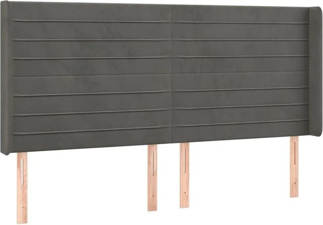 vidaXL Kopfteil mit Ohren in Dunkelgrau aus Samt, B/H/T: 163 x 118 x 16 cm - Bild 1