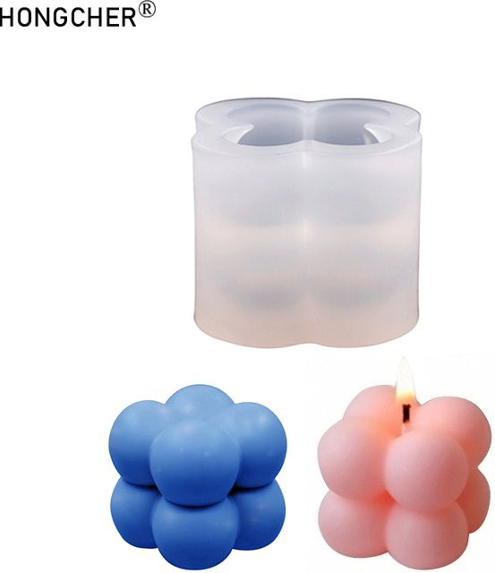 HONGCHER Silikonform in Rubiks Würfel-Optik für DIY Duftkerzen, Schokolade und Desserts, transparent - Bild 1
