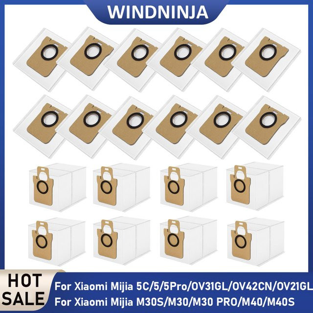 WINDNINJA Hochfiltrierende Staubbeutel Ersatzteile für Xiaomi Mijia 5C 5 5Pro M30 M30S M40 M40S Roboterstaubsauger - Bild 1