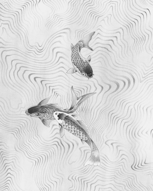 Komar Fototapete Perfect Pond Vlies Schwarz-weiß B: 200 cm x H: 250 cm - Bild 1