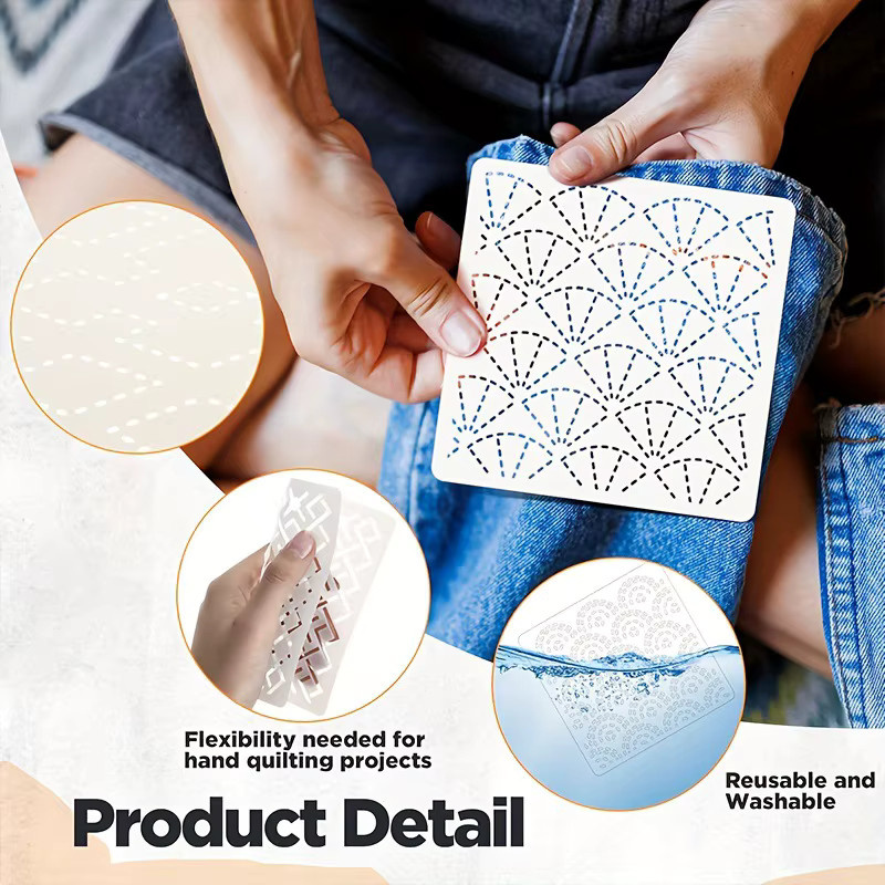 30 Stück DIY Stickvorlagen mit geometrischen Linien in Weiß aus Kunststoff zum Nähen und Handquilten - Bild 3