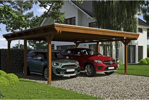 SKANHOLZ Carport Emsland aus Holz in Braun mit Regenrinne, B: 613 cm, T: 604 cm, H: 248 cm - Bild 1