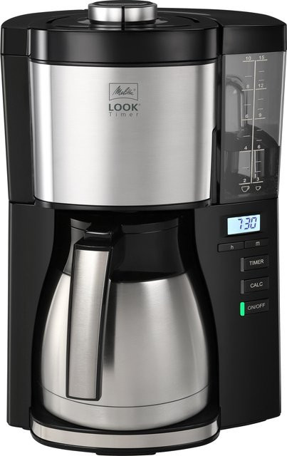 Melitta Look V Therm Timer Filterkaffeemaschine in Schwarz und Silber mit Thermo-Kanne und Timer - Bild 1