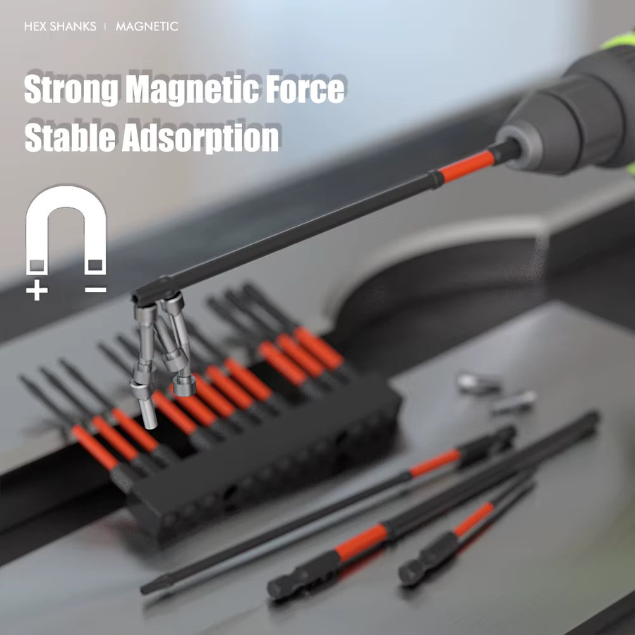 SHENSEN 13-teiliges Magnetisches Sechskant-Schraubendreher-Bit-Set in Schwarz mit verlängerten Schlagbits T7-T40 für Reparaturen - Bild 3