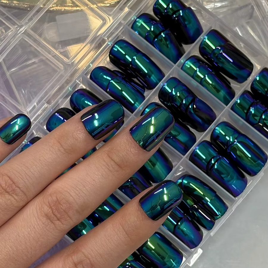 MingLee Press on Nails, Green, Short Square, Glänzend - Bild 5
