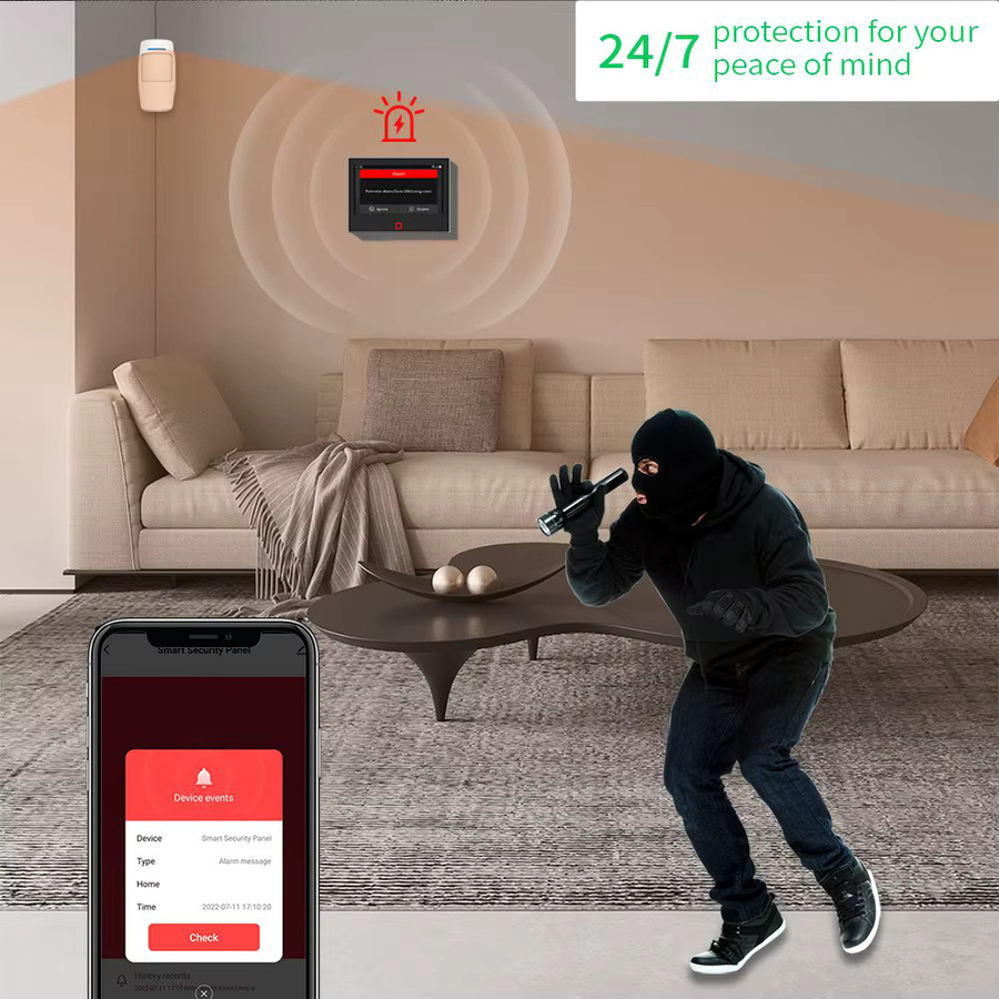 Staniot 7-Zoll Hausalarmsystem in Weiß, kabelloses WiFi und 4G Tuya Smart Security Protection Kit mit 115 dB Sirene und 5000 mAh Akku - Bild 4