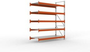 Meta Großfachregal Anbauregal Multipal S mit Stahlpaneelen, Farbe: Orange, B/T/H: 330 x 270 x 110 cm - Bild 1